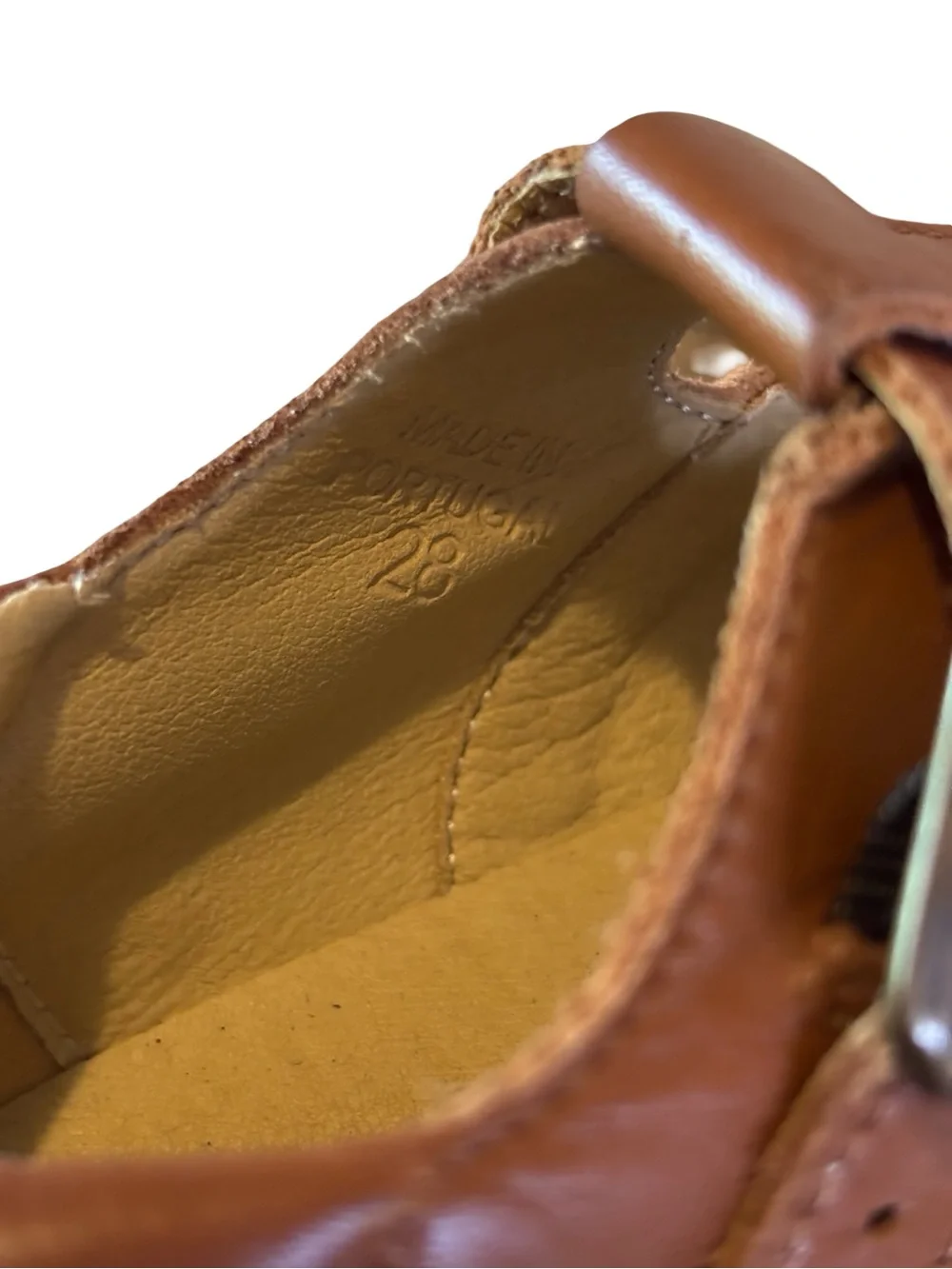 Girls' cognac brown Leather Mary Jane Dress Shoes with Buckle size 11